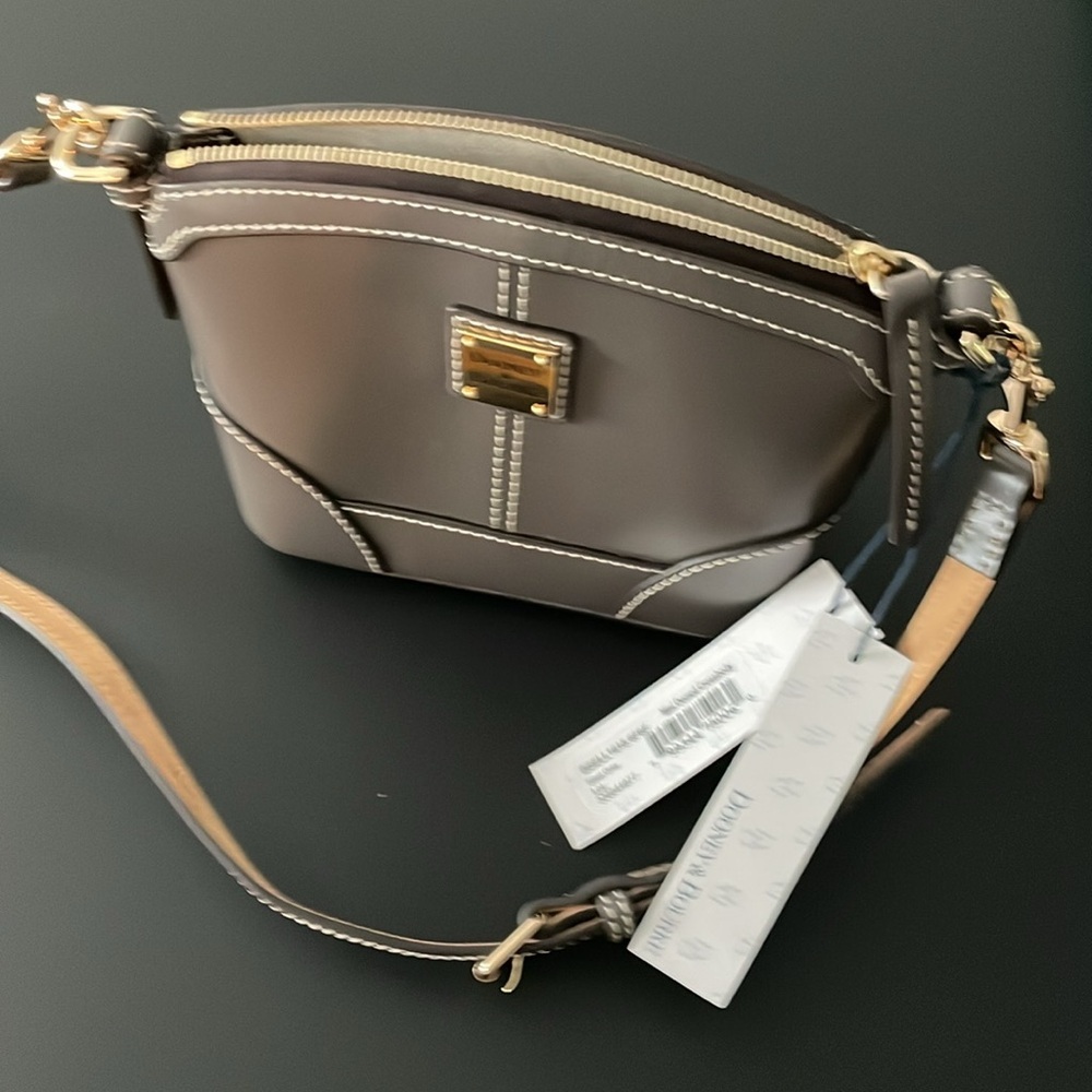 Dooney & Bourke Mini Crossbody Grey Beacon Leather Dome Shape - Picture 4 of 15